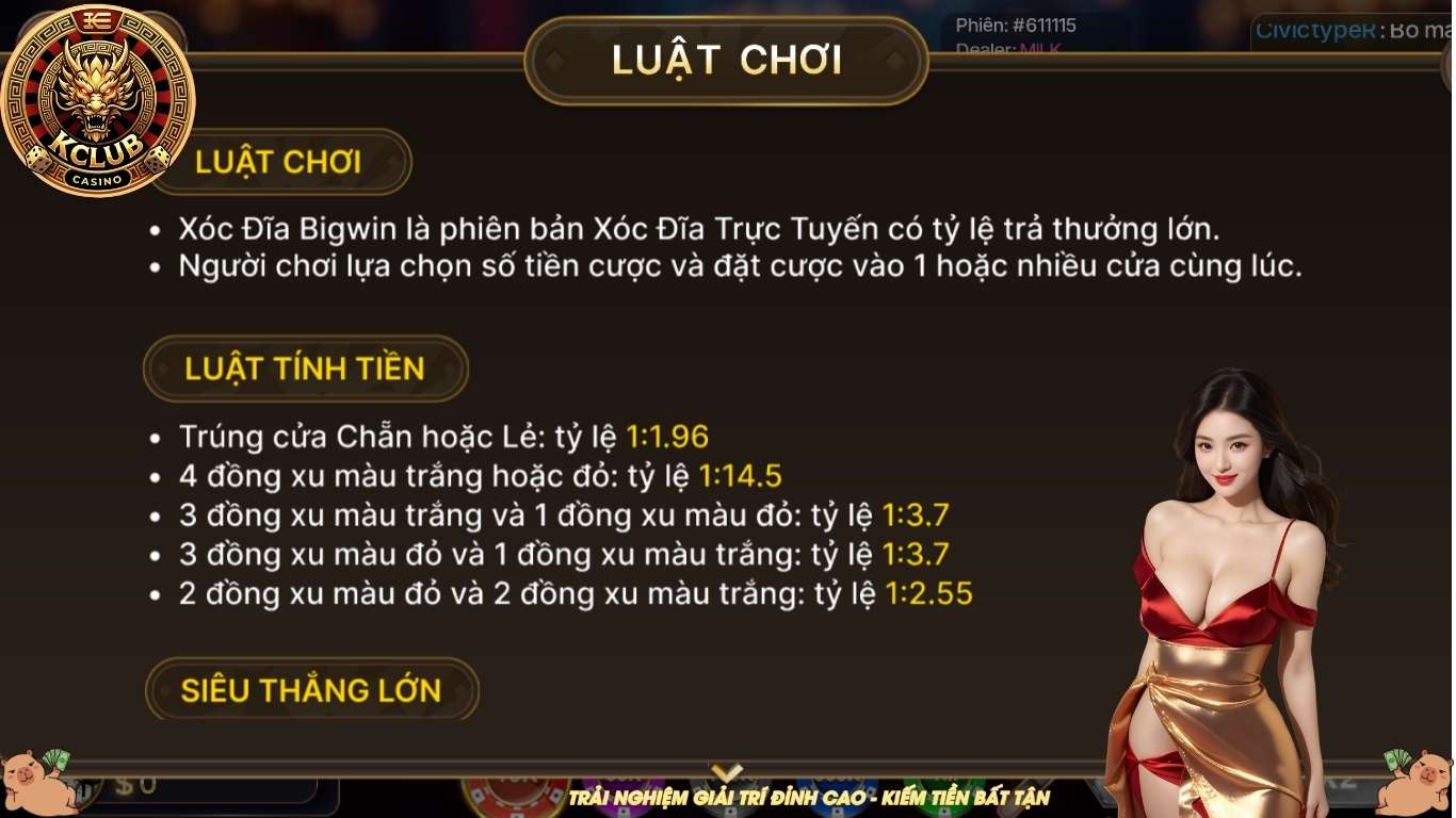 Hướng dẫn cách chơi game xóc đĩa Kclub 