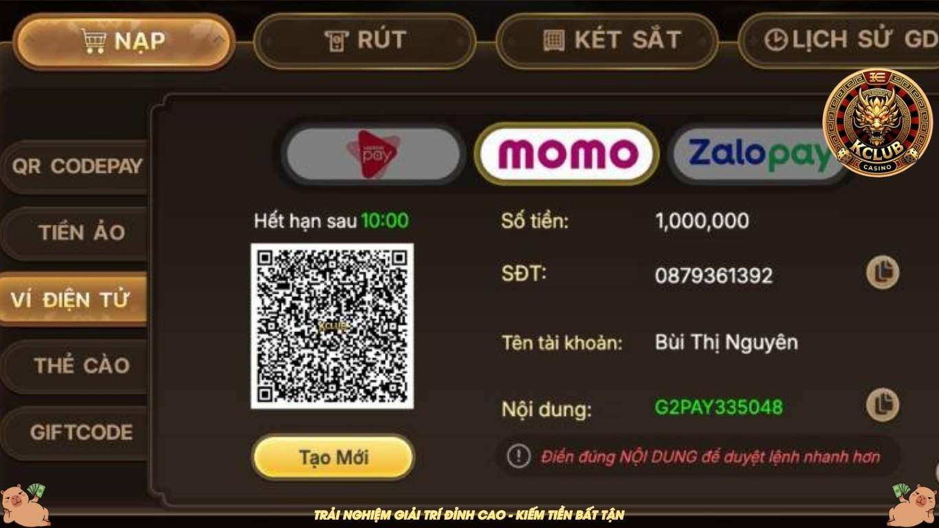 Hướng dẫn nạp tiền Kclub chi tiết, nhanh chóng Hướng dẫn nạp tiền Kclub chi tiết, nhanh chóng